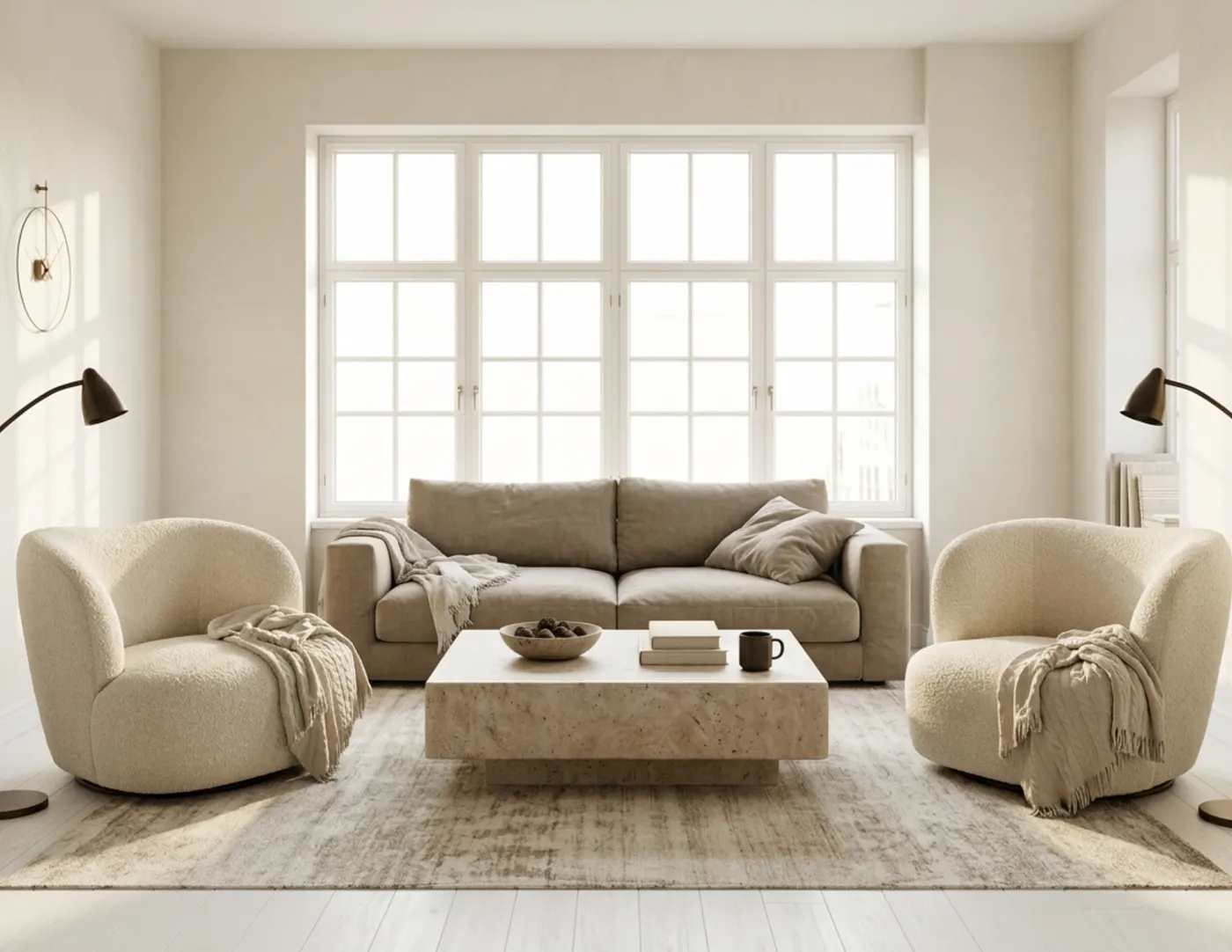 Photoreal render of the finished living room